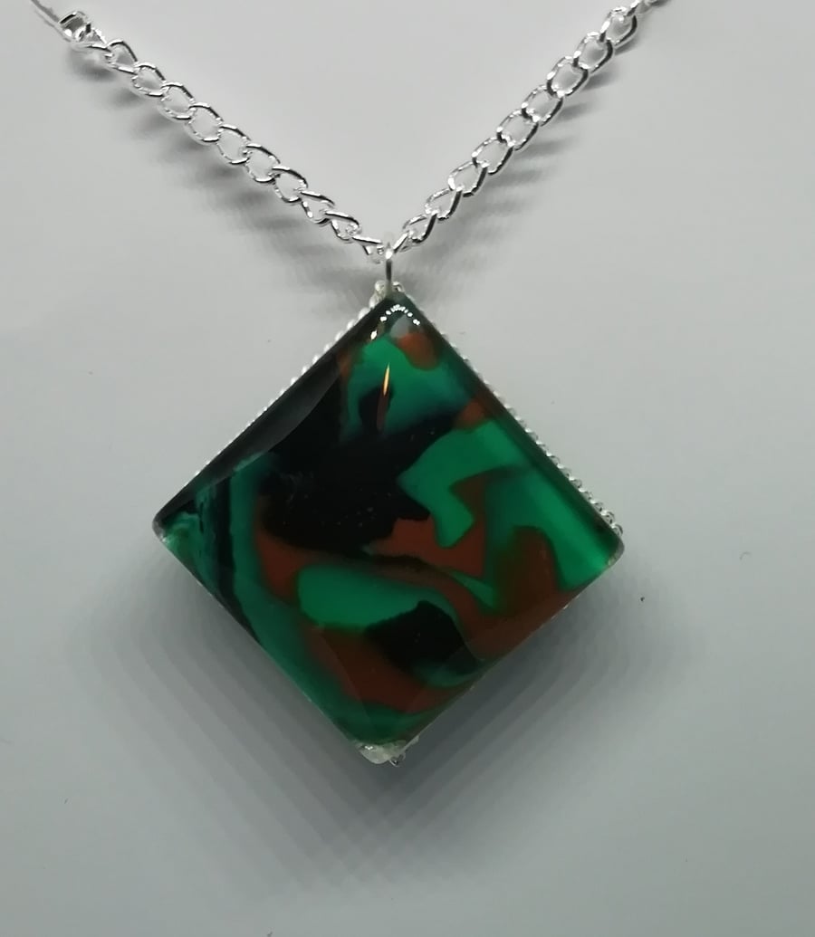 Marble clay glass pendant square 