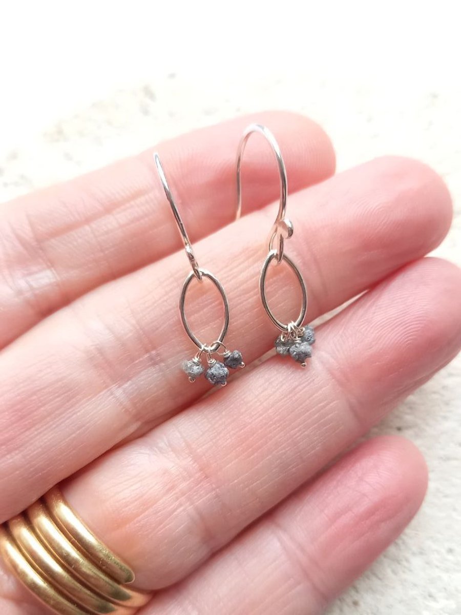 Top Notch Raw Diamond Navette Earrings
