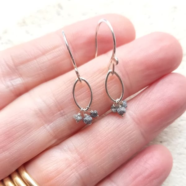 Top Notch Raw Diamond Navette Earrings