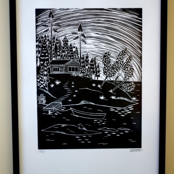 SALE Archipelago 2 Scandinavian Swedish Island Lino Print 