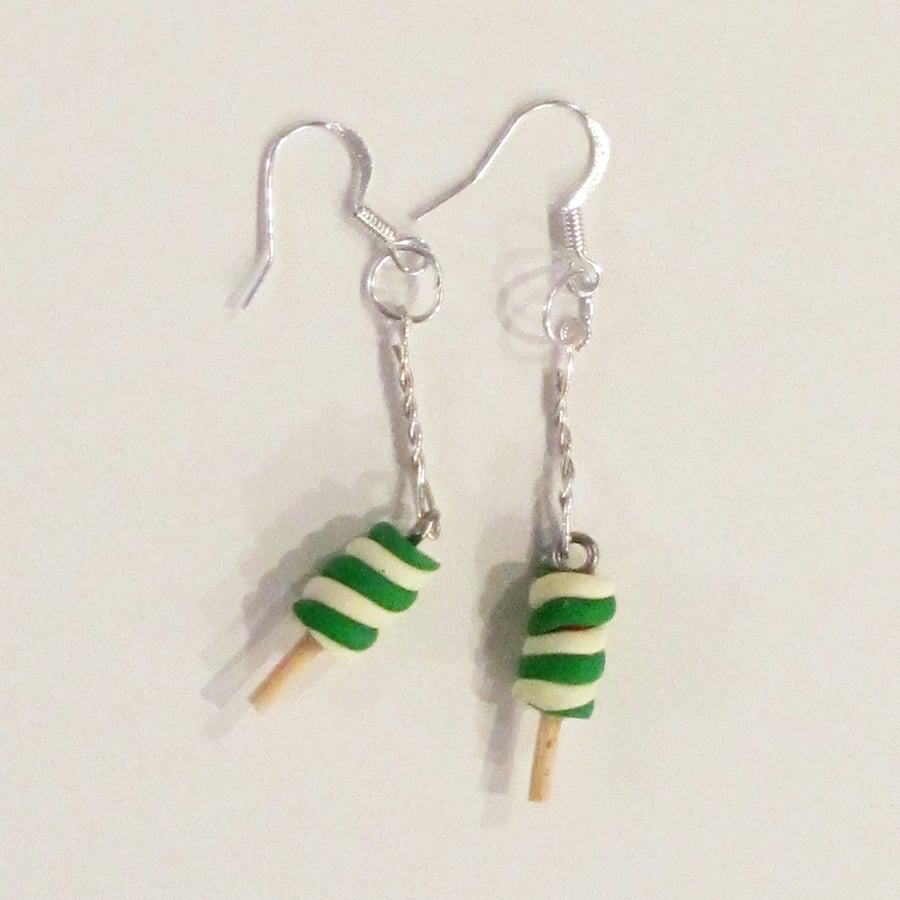 Retro Classic Twister ice lolly drop earrings Quirky, fun, unique handmade novel