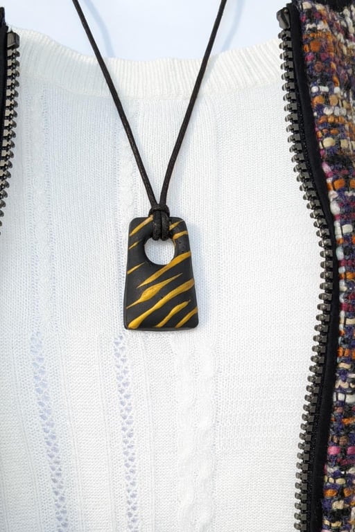 Polymer Clay Puff Pendant Necklace, Abstract Artisan Statement Jewellery