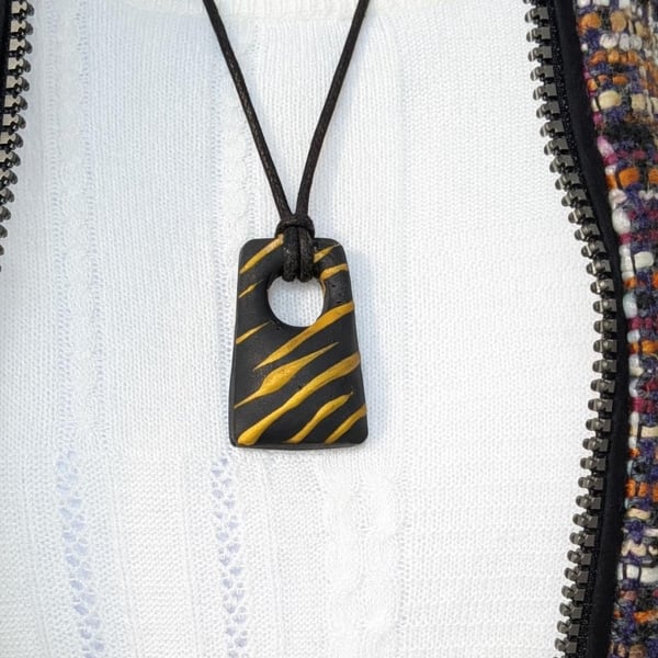 Polymer Clay Puff Pendant Necklace, Abstract Artisan Statement Jewellery