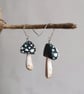 Half-Round Dark Turquoise Mushroom Earrings - Image 4