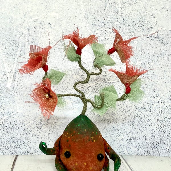 Spun Cotton Poinsettia Art Doll Bulb