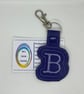Embroidered initial Keyring B - Image 1