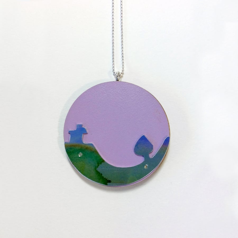 Scottish Landscape Necklace with Wee House and Tree - handmade in Scotland