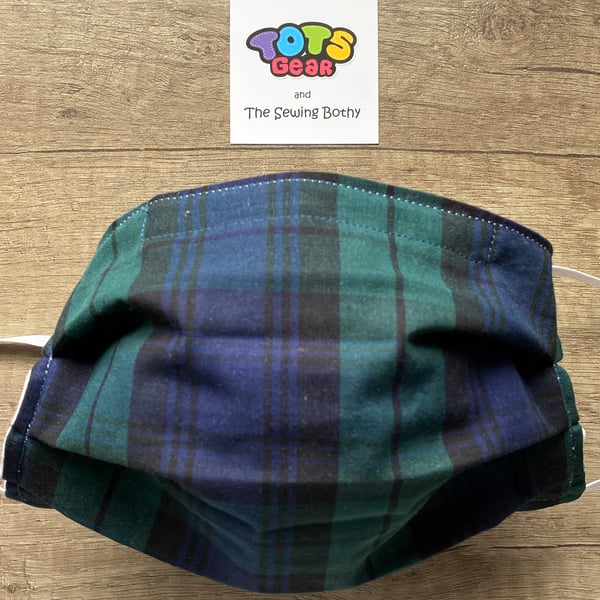 Washable Cotton Blackwatch Tartan Face Covering