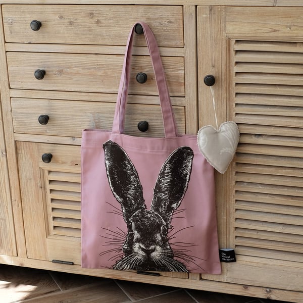 Cotton Pink Hare tote bag