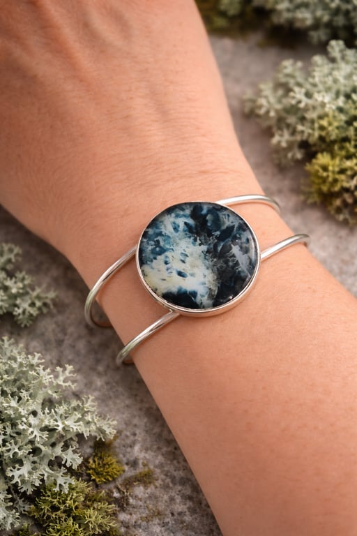 Abstract Lichen Cyanotype Bracelet
