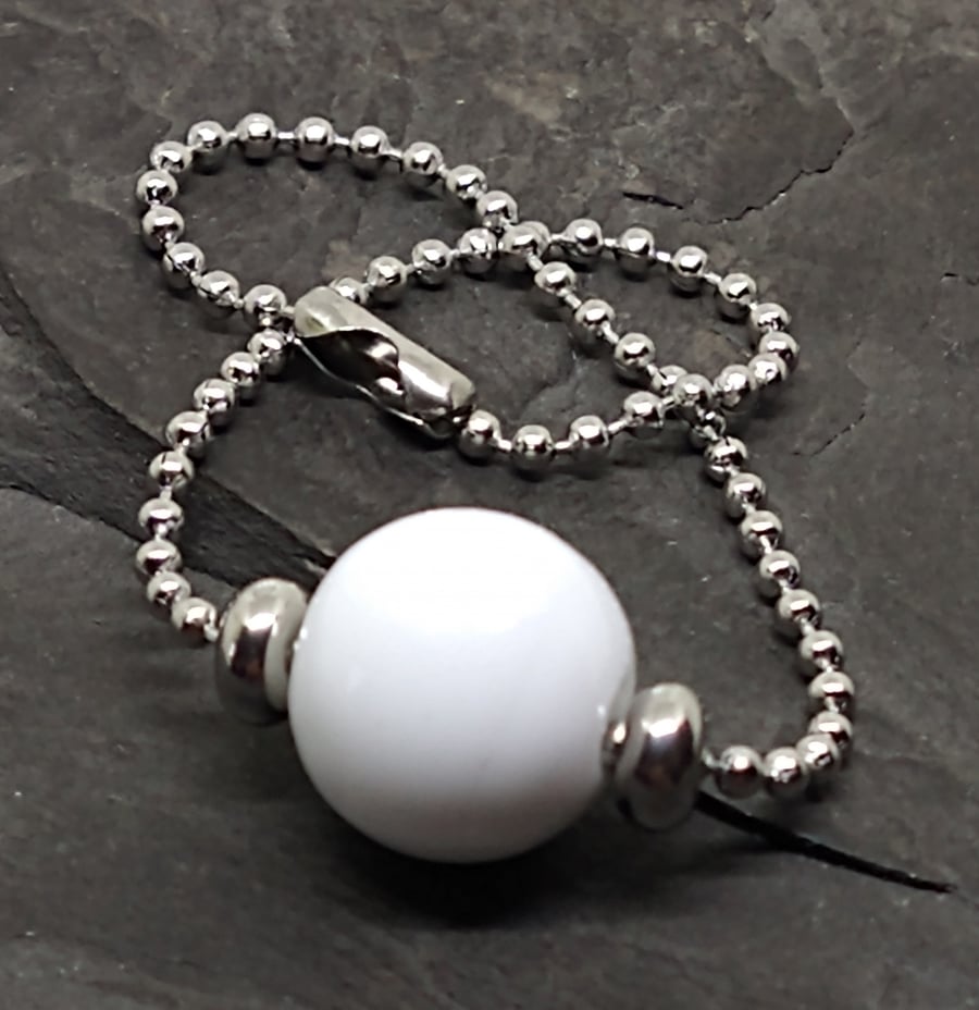 Orb collection Bracelet  - Snow White lampwork bead 