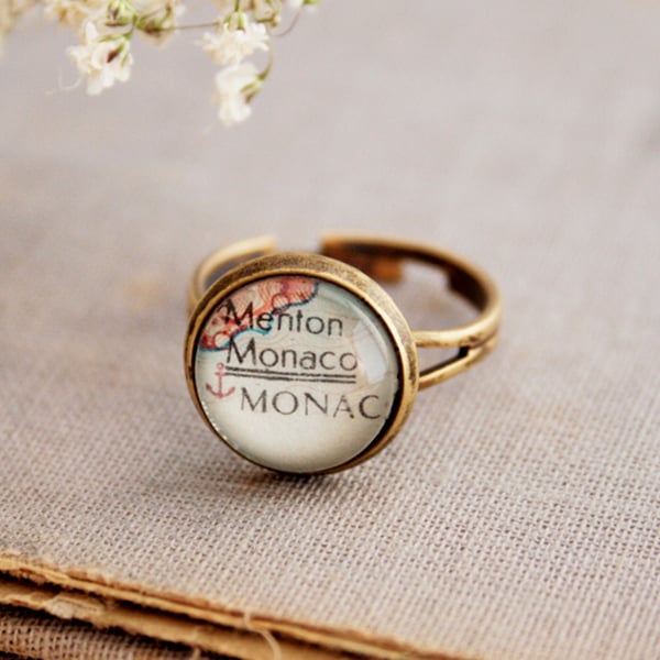 Personalized Ring with a Map of your choice, Tiny Jewellery Gift for Best Friend