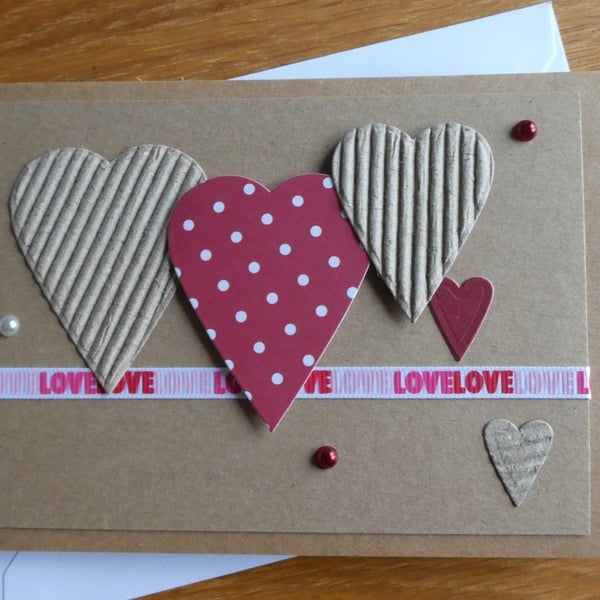 Kraft Hearts Card - Anniversary, Valentine's Day