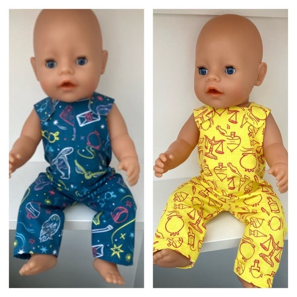 Harry Potter fabric dungarees for Baby Born