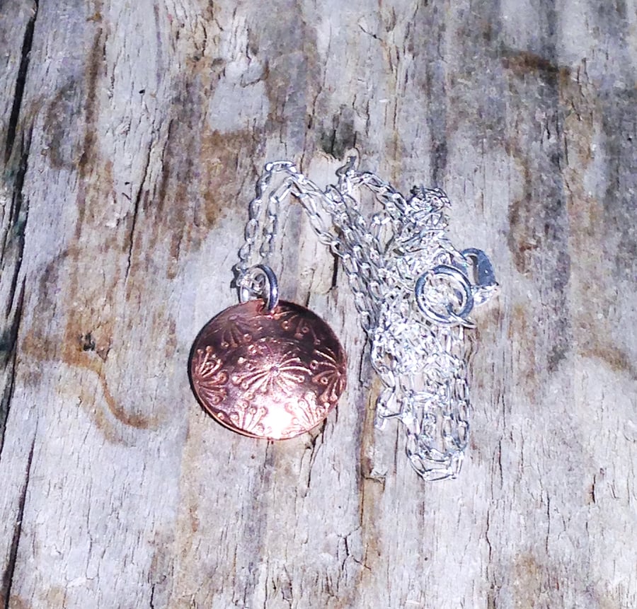 Handmade Copper Pendant Necklace 13 mm - UK Free Post