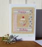 Pretty hand-stitched birthday card made with recycled fabrics - Image 1
