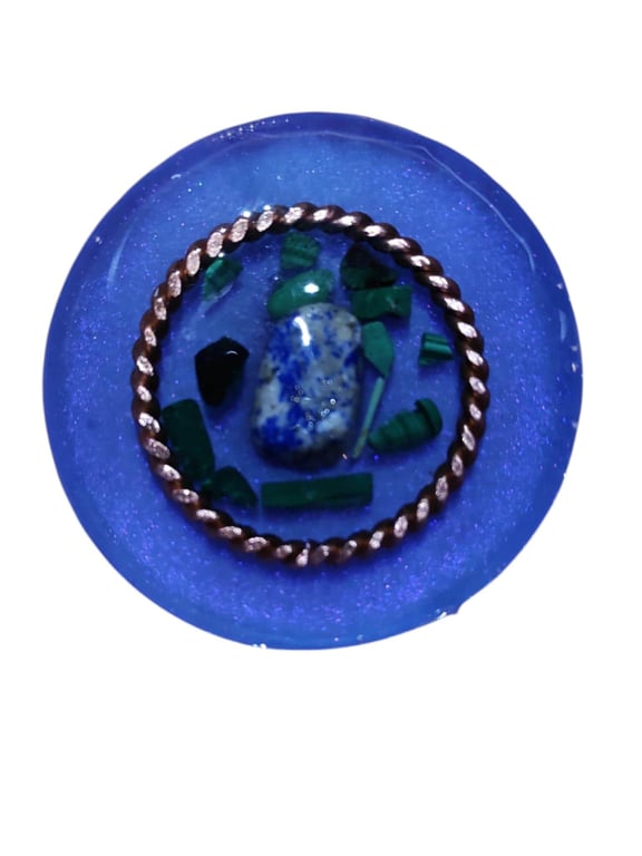Pocket Puk Tensor Ring, Lapis, Malachite, EMF5G Protection. SIZE L 4.5cm diamete