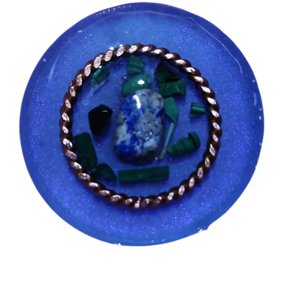 Pocket Puk Tensor Ring, Lapis, Malachite, EMF5G Protection. SIZE L 4.5cm diamete