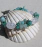 Amazonite & Crackled Clear Quartz Crystal Gemstone Bracelet "Amazon Dew" - Image 2