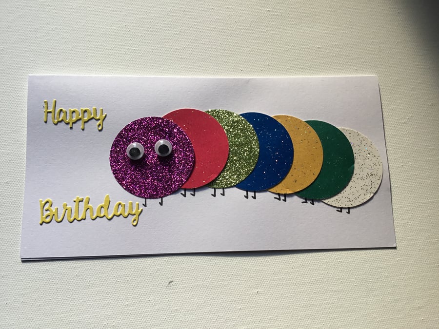 Caterpillar Birthday card. CC616