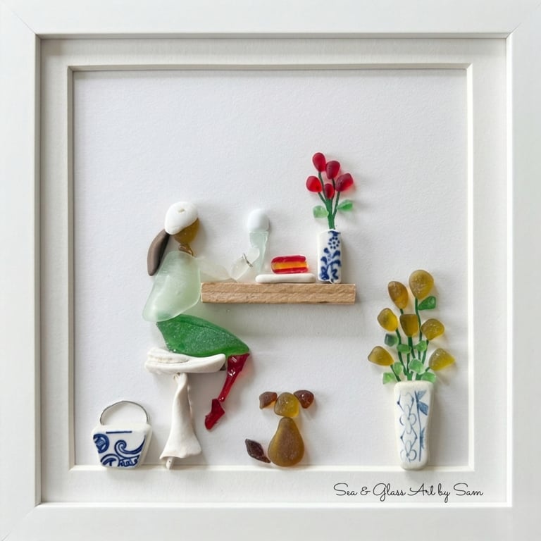 Free Postage. Ice cream Parlour Scene. Framed 8x8 inches 