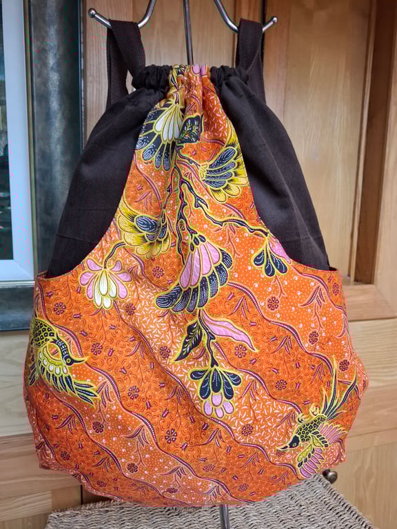 Corduroy drawstring backpack