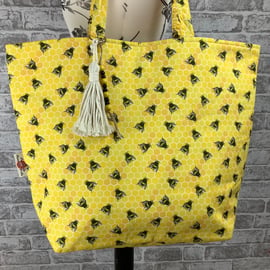 Bees beach bag, Tote, Handmade