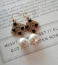 Black Pearl Drop Earrings – Square Beaded Earrings, Antique Style Jewellery Gift - Image 2