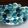 TURQUOISE, AQUA AND MONTANA BLUE PEARL BRACELET. 95