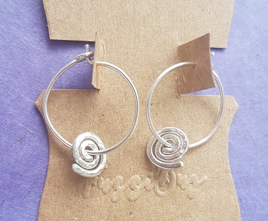 Sterling Silver Squiggle Hoop Earrings