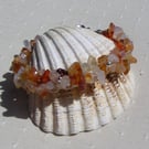 SALE - Orange Carnelian Gemstone Beaded Chakra Bracelet "Orange Flush"