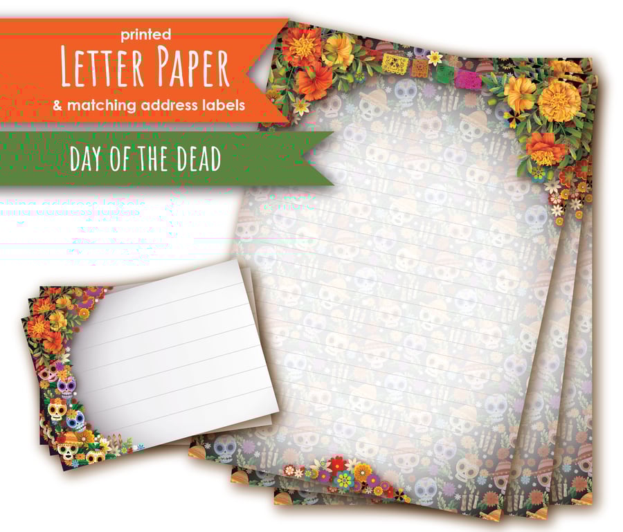 Letter Writing Paper Day of the Dead, with matching address labels