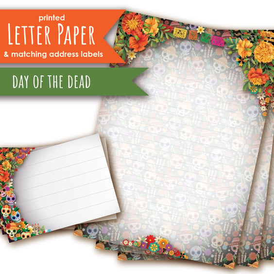 Letter Writing Paper Day of the Dead, with matching address labels