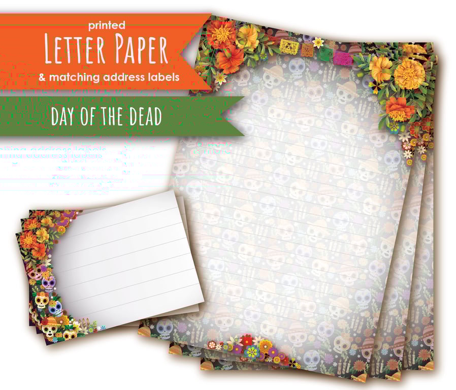 Letter Writing Paper Day of the Dead, with matching address labels