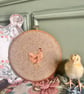Needlefelt Hen Chicken mounted in Embroidery hoop onto wool wall art