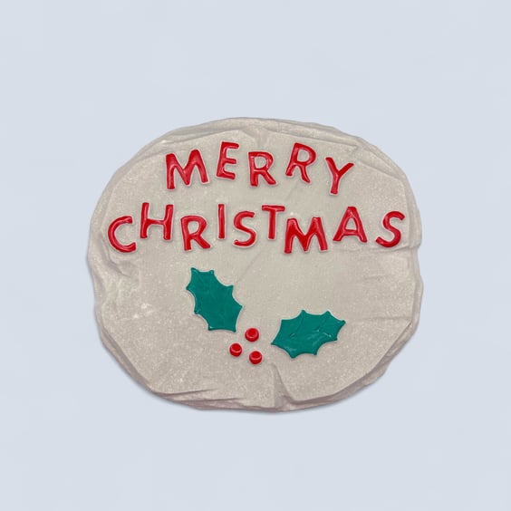 Merry Christmas Sign – Grey Stone Effect with Red Letters