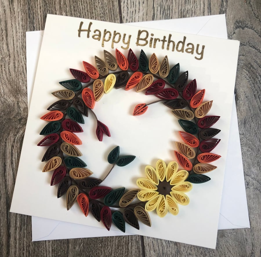 Stunning handmade quilled Autumnal Birthday Card