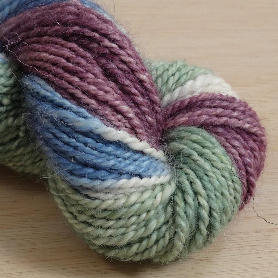 Circus Horse - hand spun and dyed Alpaca yarn, 100g, 85m, Sport 2 ply
