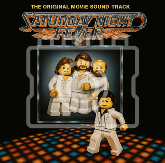 LEGO-Inspired Saturday Night Fever 5x5" Print (Mounted for 9x9" Frame)