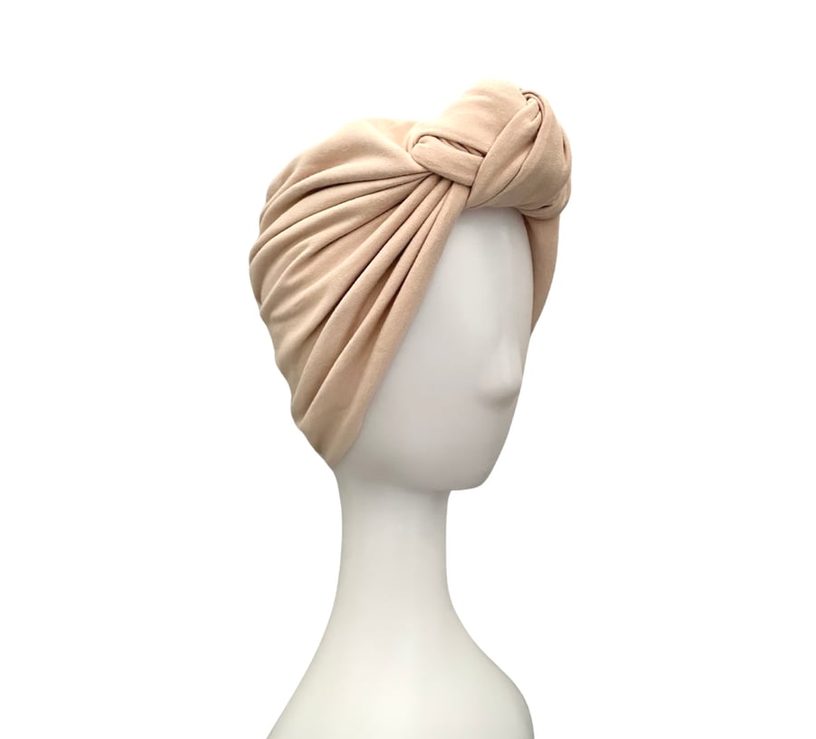 Top Knot Turban Style Head Wrap, Pre-Tied Hair Turban, Jersey Cancer Turban