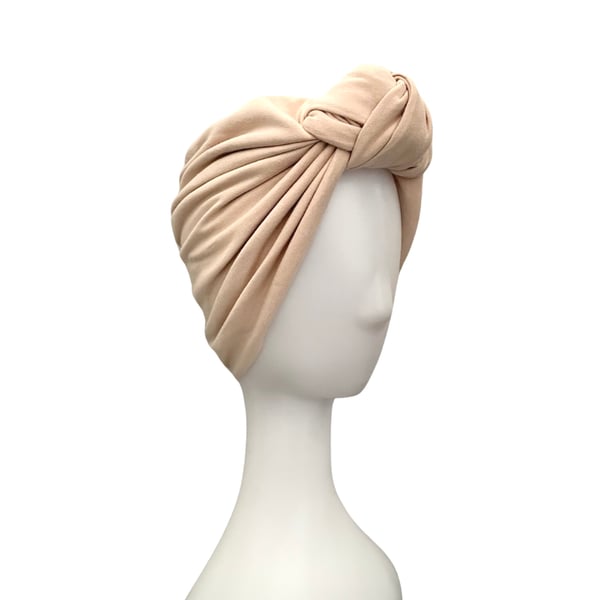 Top Knot Turban Style Head Wrap, Pre-Tied Hair Turban, Jersey Cancer Turban