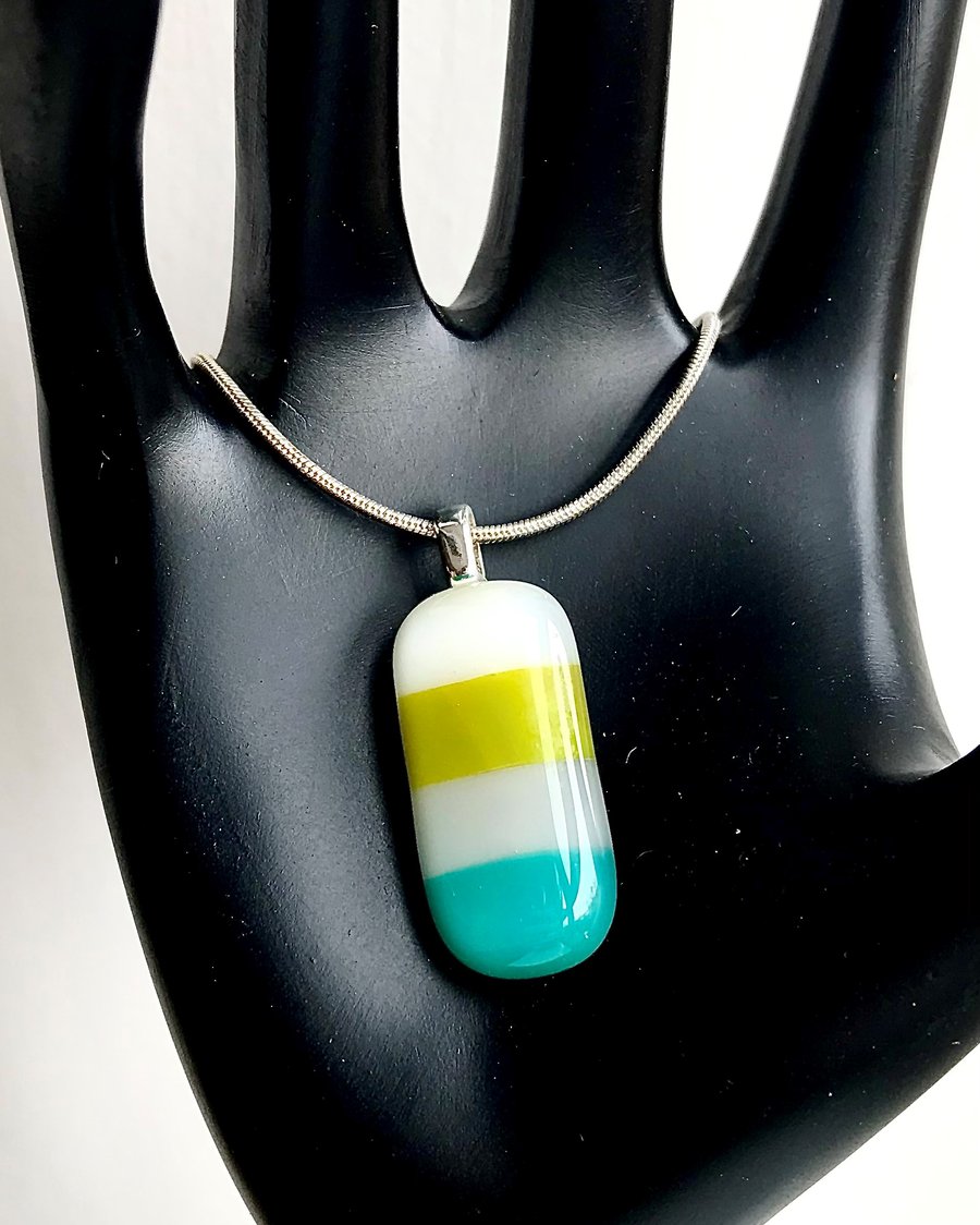 Striped Glass Pendant Necklace 