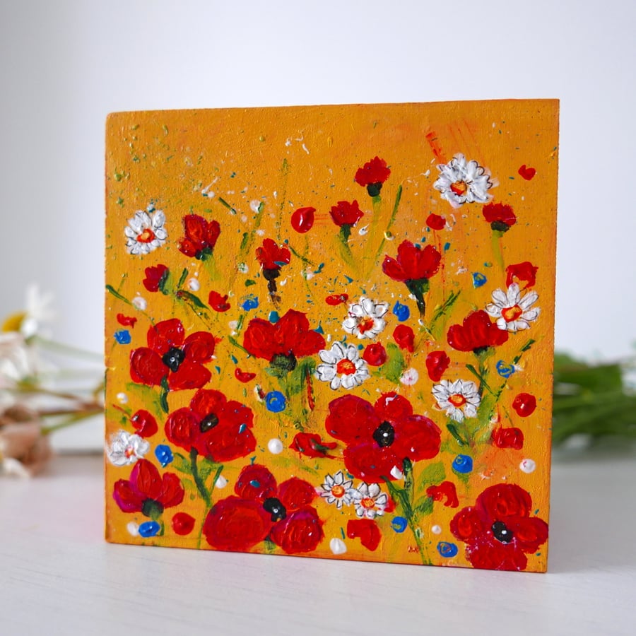 Poppy Painting Jewellery Box, Red Floral Gift Box, Meadow Wild Flowers