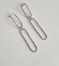 Statement Double Oval Dangle Drop Earrings, Recycled Sterling Silver - Image 2