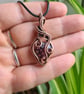 Pink Millefiori Style Beaded Heart & Copper Necklace Pendant Gift Jewellery  - Image 2