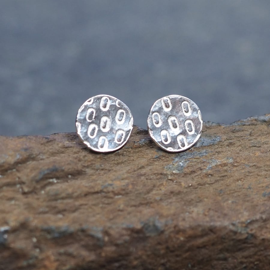 Silver unisex stud earrings, round studs