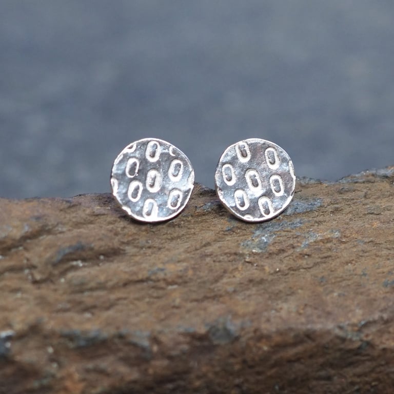 Silver unisex stud earrings, round studs