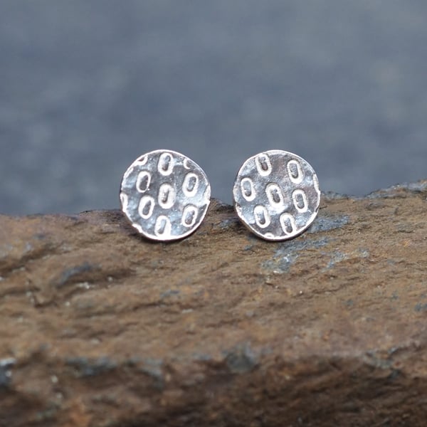 Silver unisex stud earrings, round studs