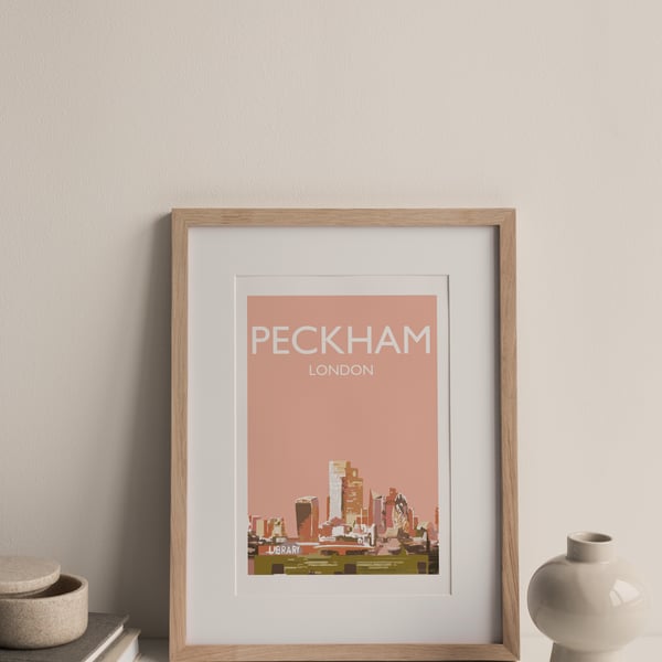 Peckham, London Giclee Travel Poster Unframed
