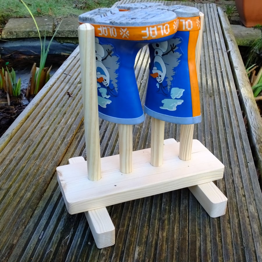 Childrens wellington boot rack or stand in flat pack kit form 4 pairs of wellies